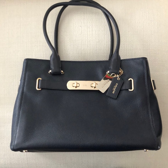 Coach Handbags - Coach Navy Leather Bag